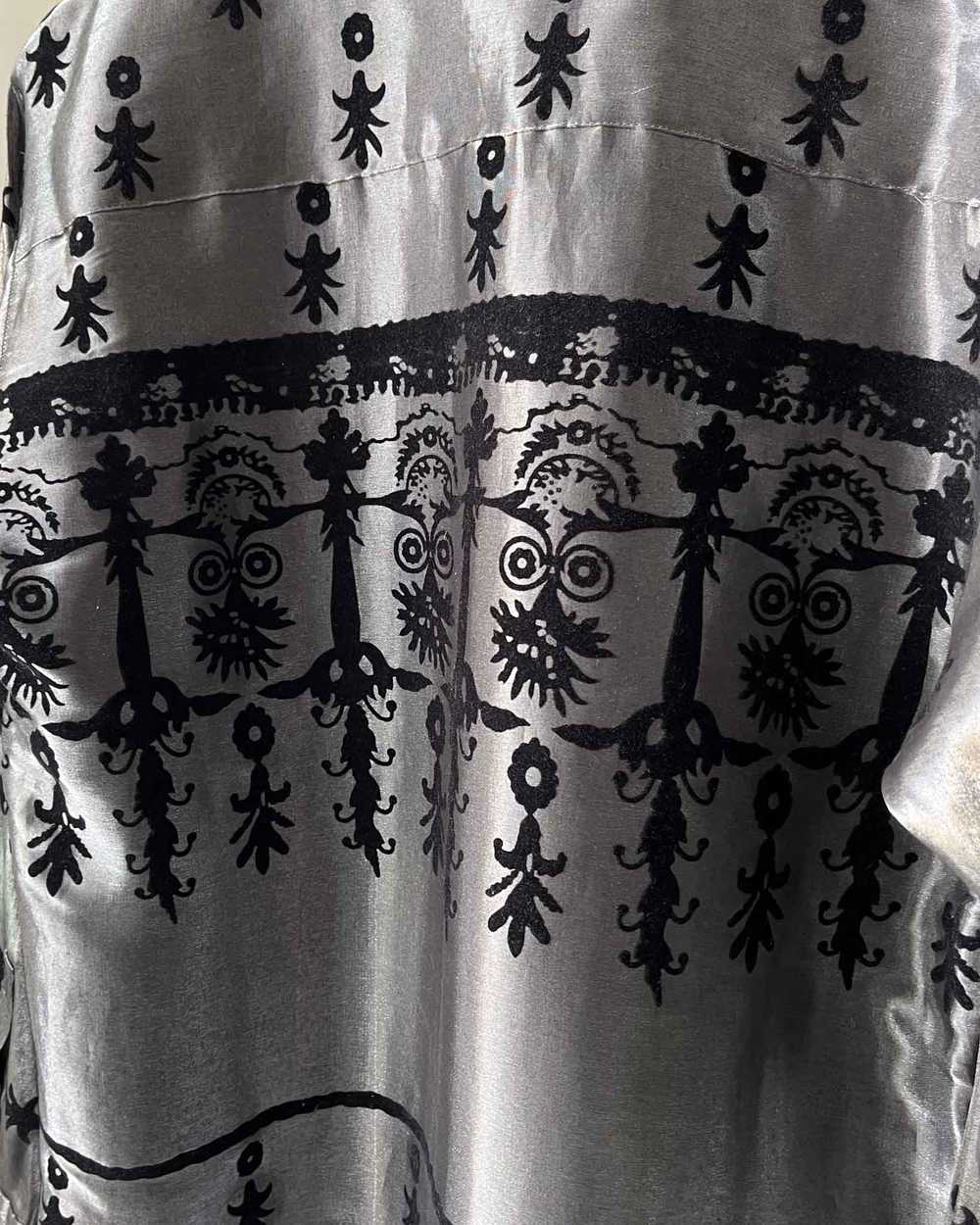 00s Silver Metallic Flocked Velvet Shirt - image 4