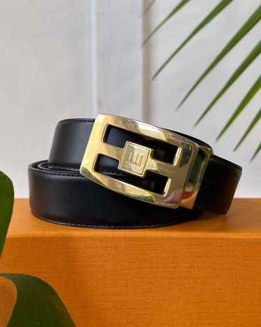Dunhill Gold Logo Reversible Leather Belt - image 1