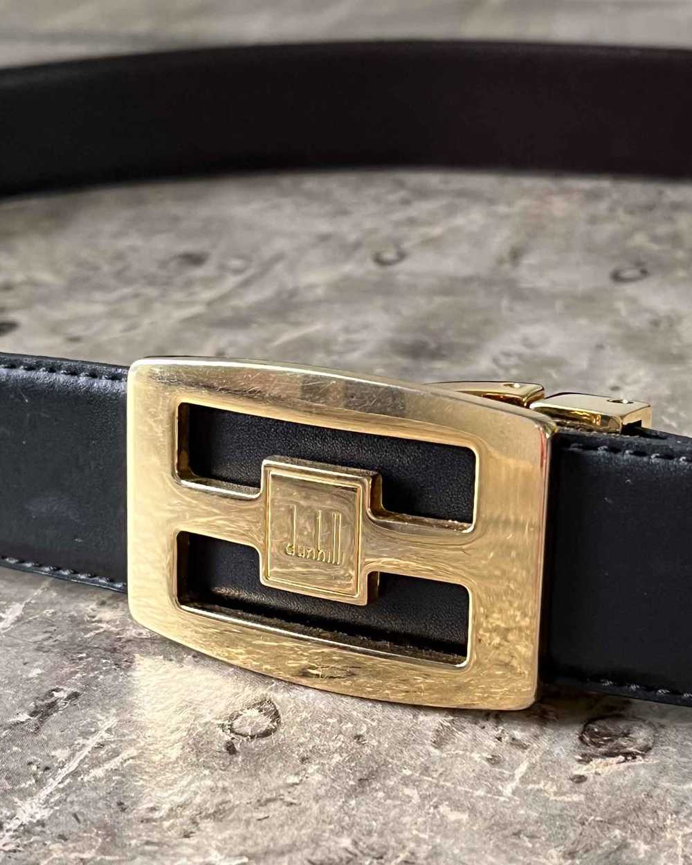 Dunhill Gold Logo Reversible Leather Belt - image 2