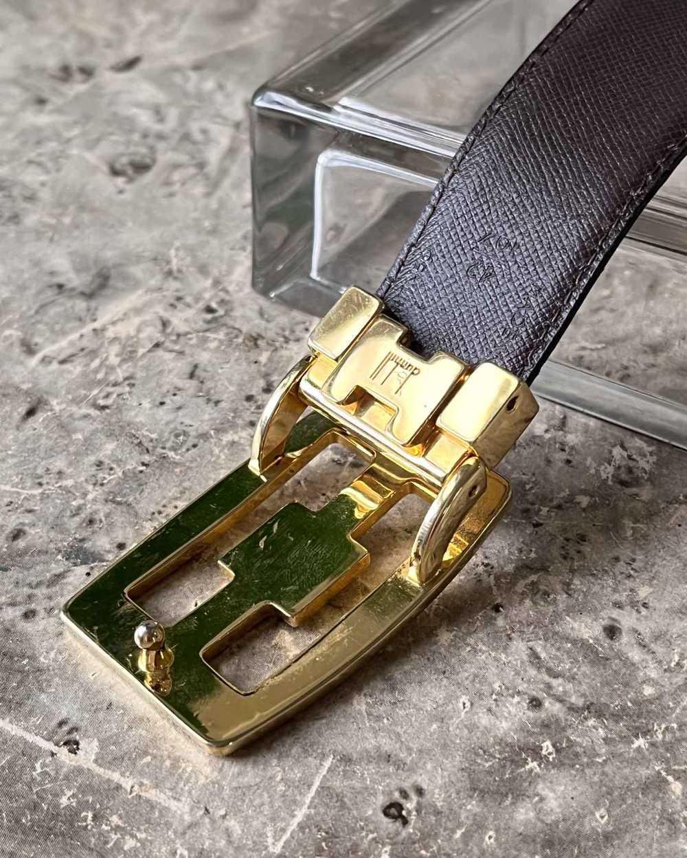Dunhill Gold Logo Reversible Leather Belt - image 5