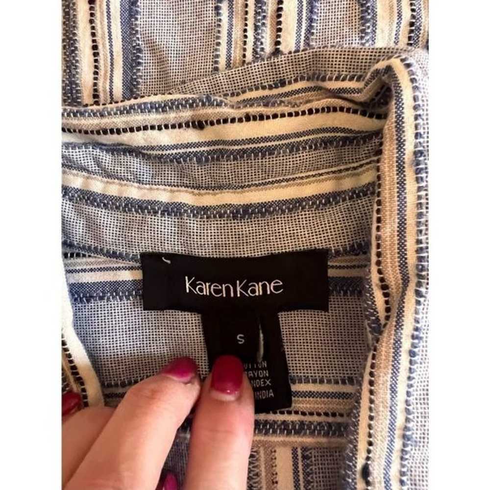 Karen Kane blue striped long sleeve button down s… - image 6