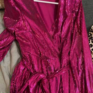 Hot pink sequin dress