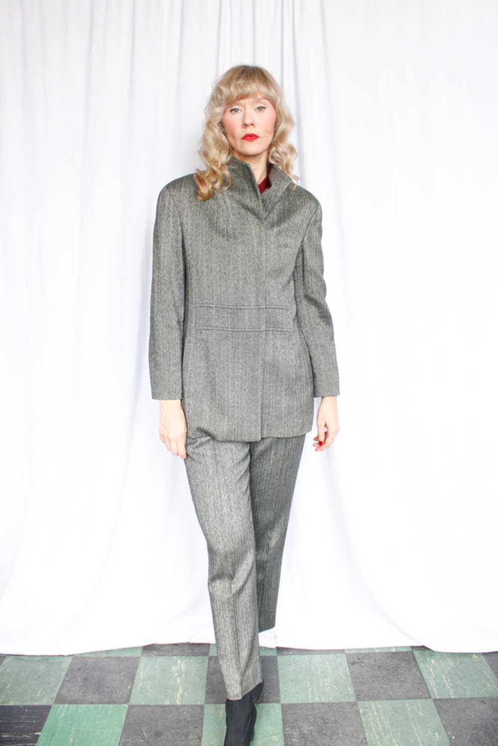 1990s Arte Cerruti 1881 Grey Herringbone Suit - M… - image 10