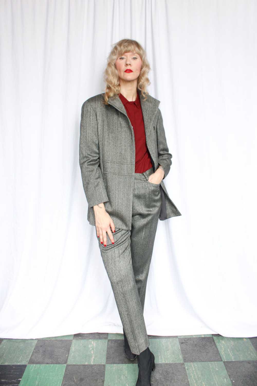 1990s Arte Cerruti 1881 Grey Herringbone Suit - M… - image 12