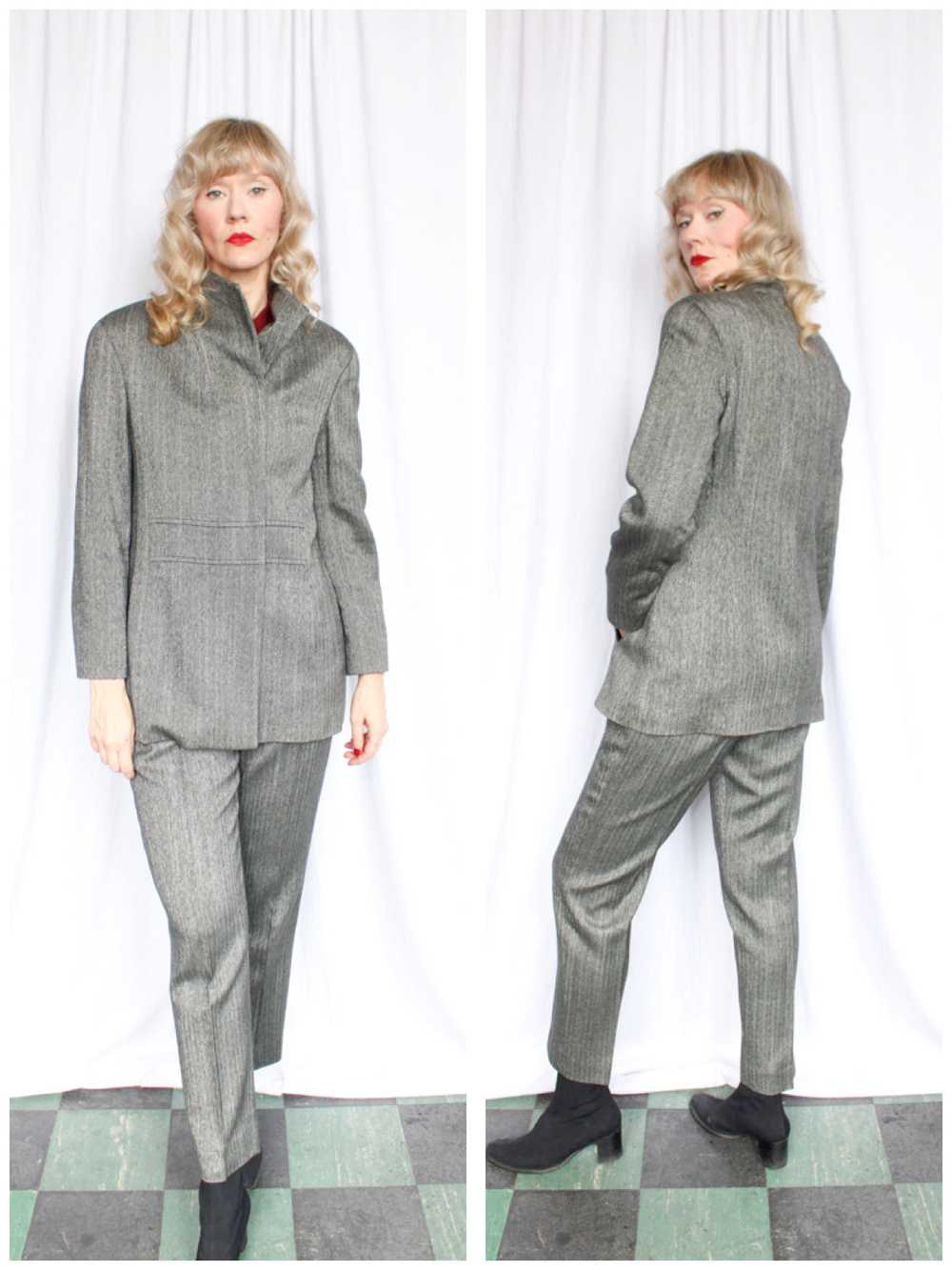 1990s Arte Cerruti 1881 Grey Herringbone Suit - M… - image 1
