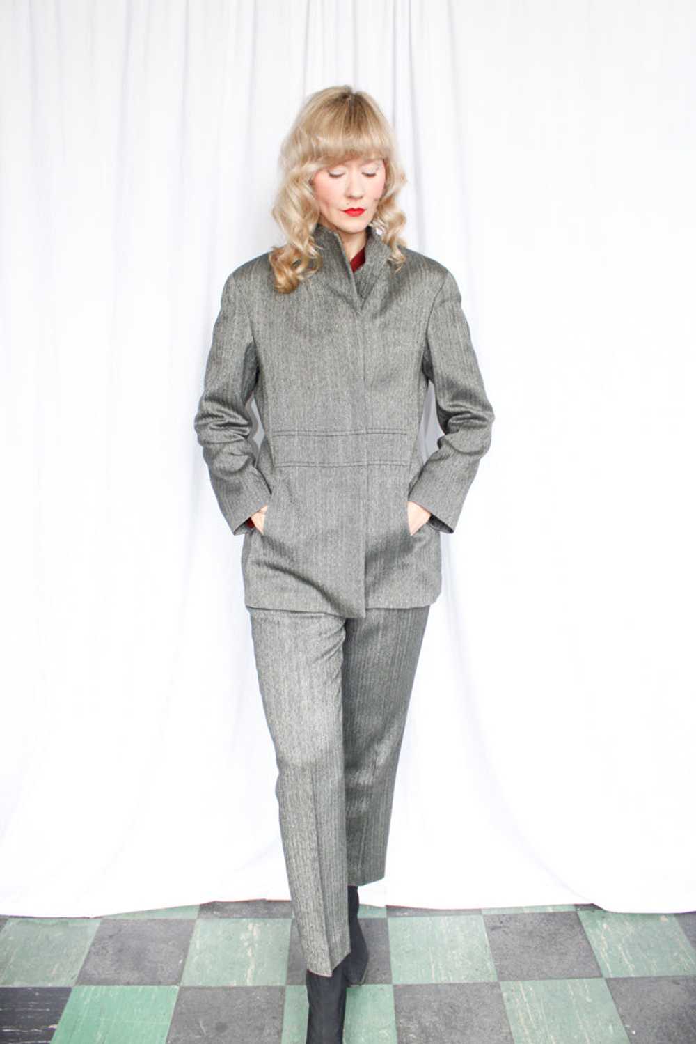 1990s Arte Cerruti 1881 Grey Herringbone Suit - M… - image 3