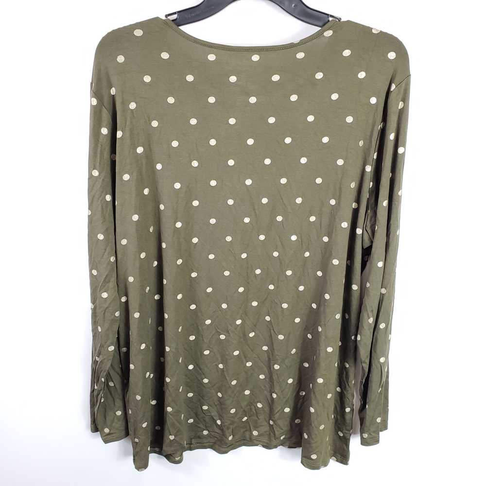 Chico's Women Olive Green Foiled Dot Knit Top Sz … - image 2