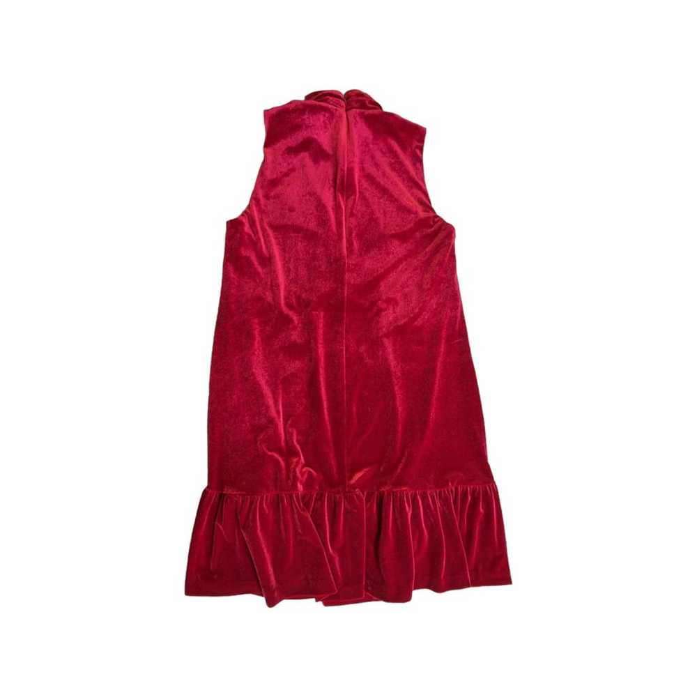 Calvin Klein Red Velvet Mock Neck Dress Tiered Ru… - image 3
