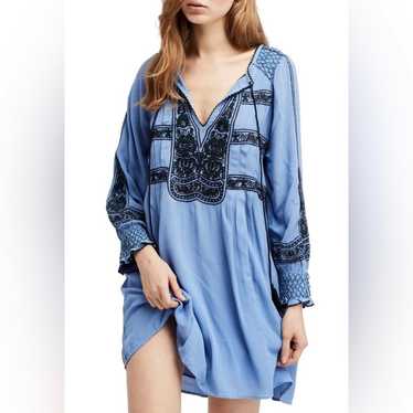 Free People Blogger Favorite Blue Embroidered Win… - image 1