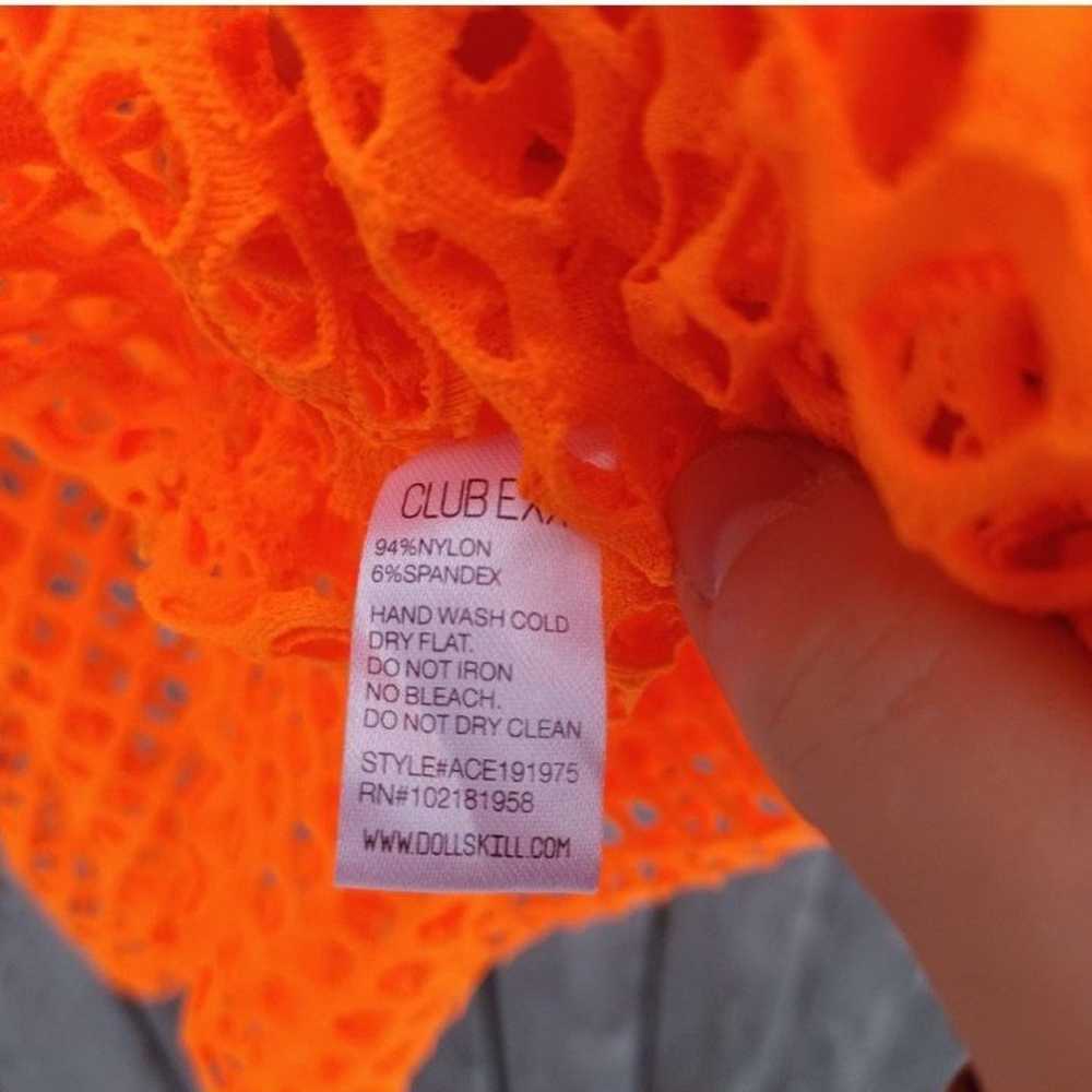 New Dolls Kill ClubExx neon orange fishnet mesh s… - image 5