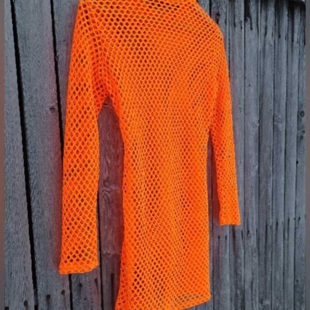 New Dolls Kill ClubExx neon orange fishnet mesh s… - image 6