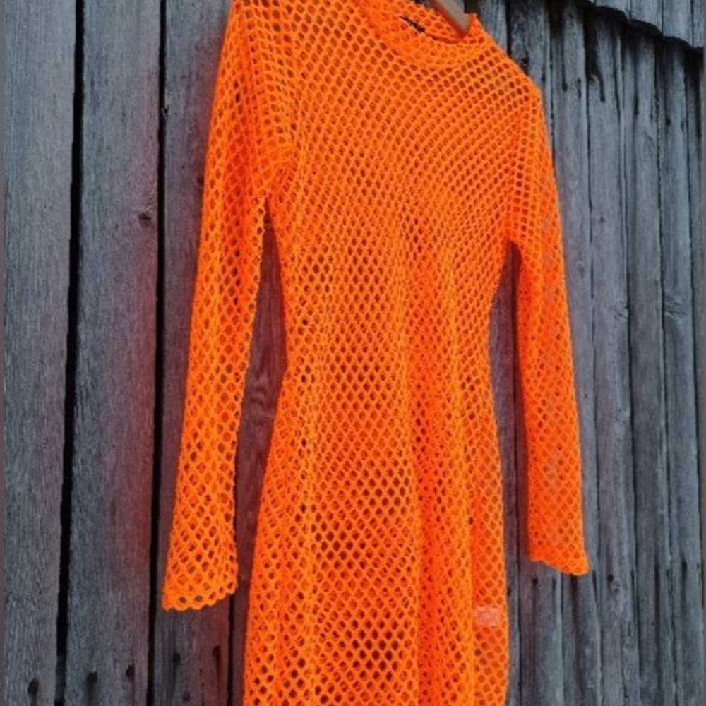 New Dolls Kill ClubExx neon orange fishnet mesh s… - image 7