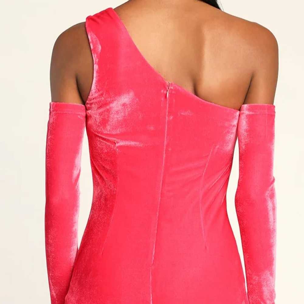 Lulus Hot Pink Velvet Glove Mini Dress Size S New… - image 3