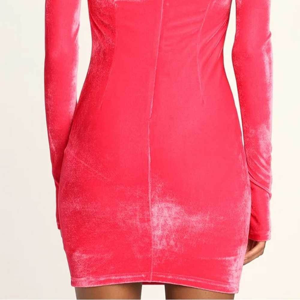 Lulus Hot Pink Velvet Glove Mini Dress Size S New… - image 4