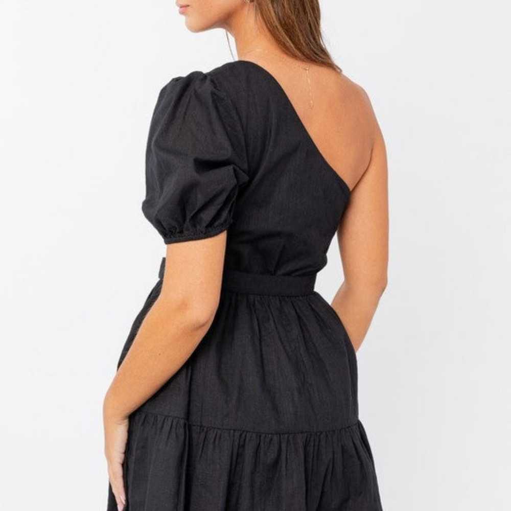 Le Lis Black Puff Sleeve Belted Mini Dress - image 2