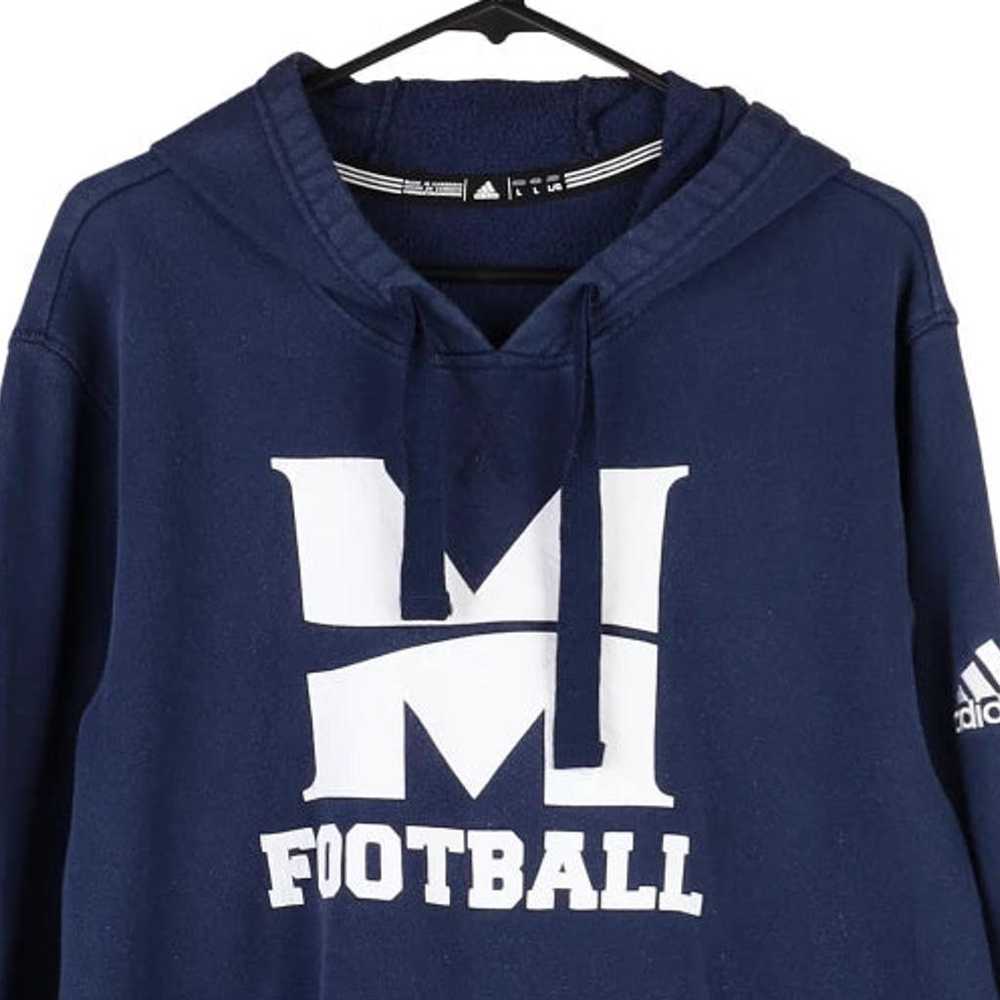 M Football Adidas Hoodie - Large Navy Cotton Blend - image 3