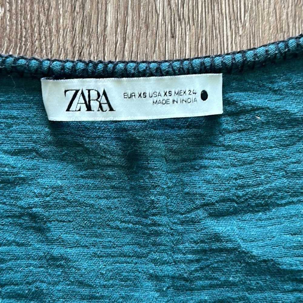 Zara Teal Printed Midi Dress - image 3