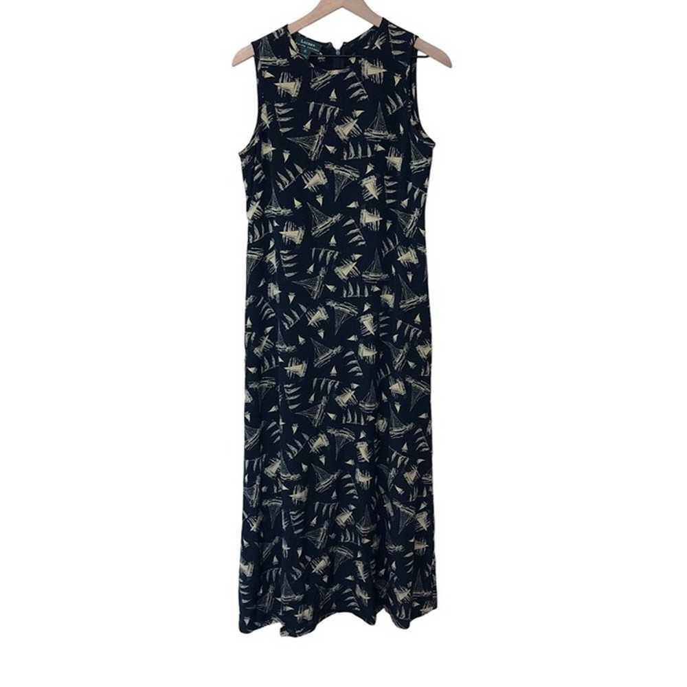 Lauren Ralph Lauren Silk Dress Women 8 Navy Maxi … - image 1