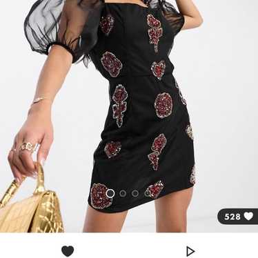 embroidered cocktail dress