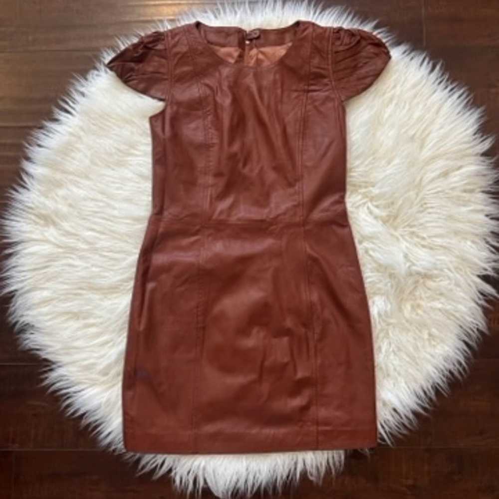 Zara Brown Leather Dress - image 1