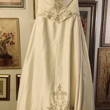 ivory silver accent halter wedding dress