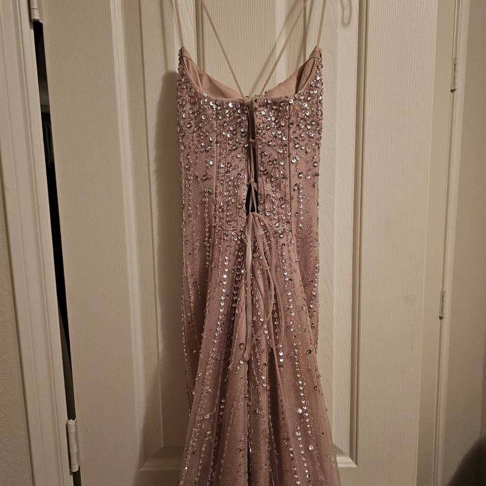 Blush Pink Raindrop Sequin Mermaid Prom Dress - image 6