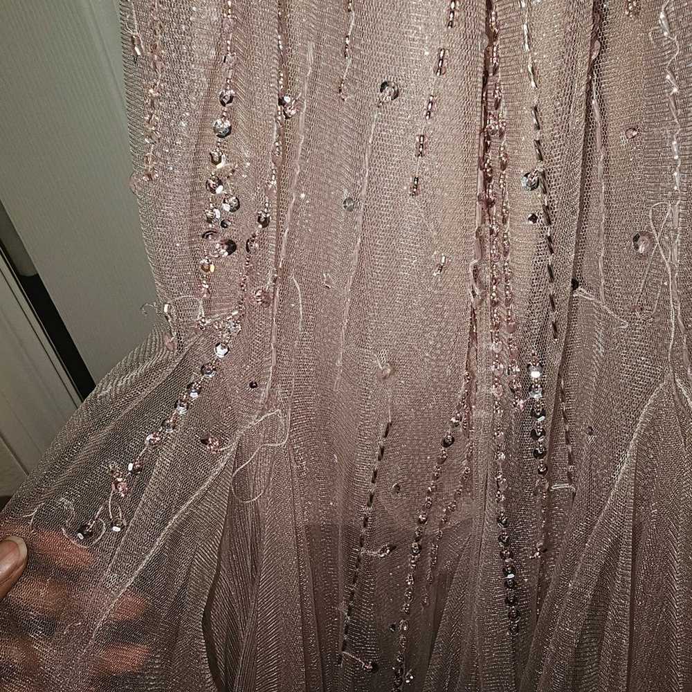 Blush Pink Raindrop Sequin Mermaid Prom Dress - image 9