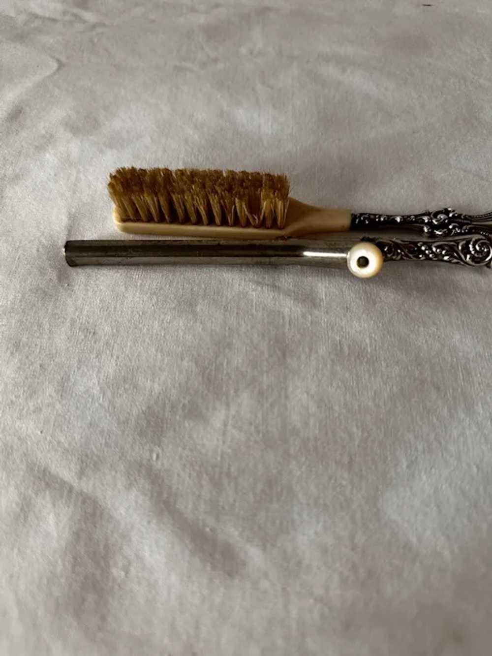 Antique Mustache Brush and Curler Set - Sterling … - image 3