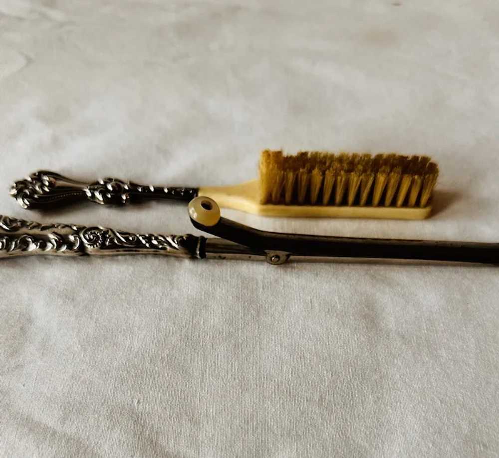 Antique Mustache Brush and Curler Set - Sterling … - image 4