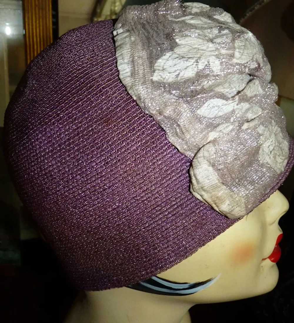 Original Antique 1920s Purple CLOCHE HAT - image 2