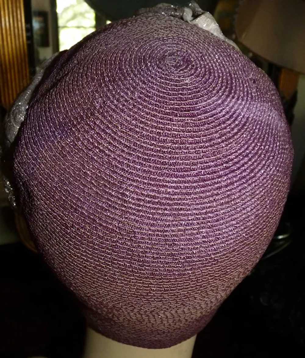 Original Antique 1920s Purple CLOCHE HAT - image 4