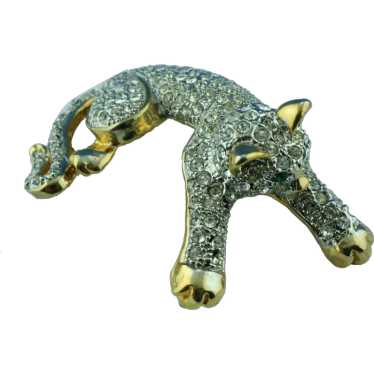 1990's Rhinestone Panther Shoulder Pin - image 1