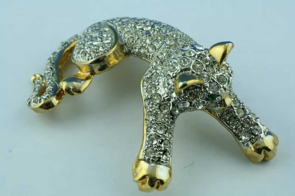 1990's Rhinestone Panther Shoulder Pin - image 3