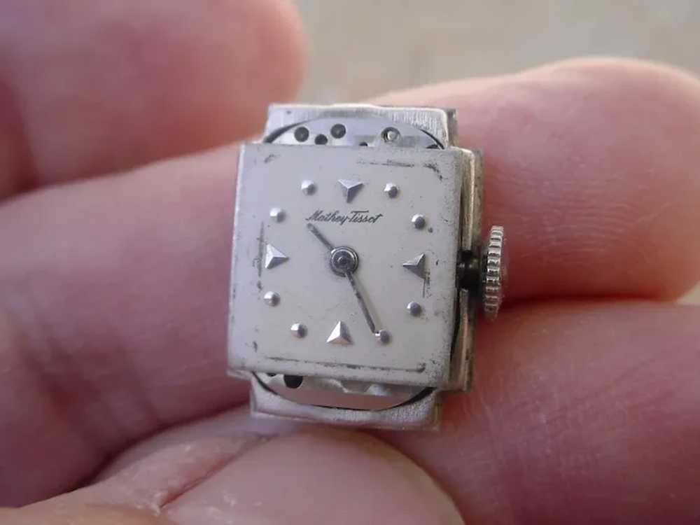 Vintage Platinum Diamond Set Mathey Tissot Ladies… - image 6