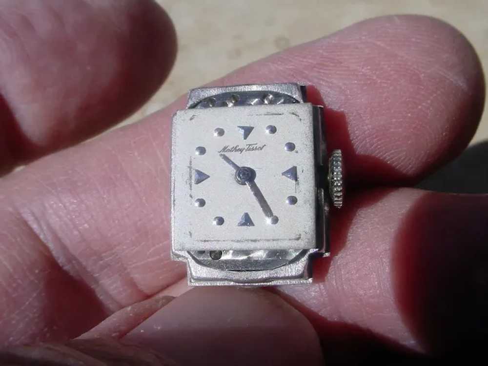 Vintage Platinum Diamond Set Mathey Tissot Ladies… - image 7