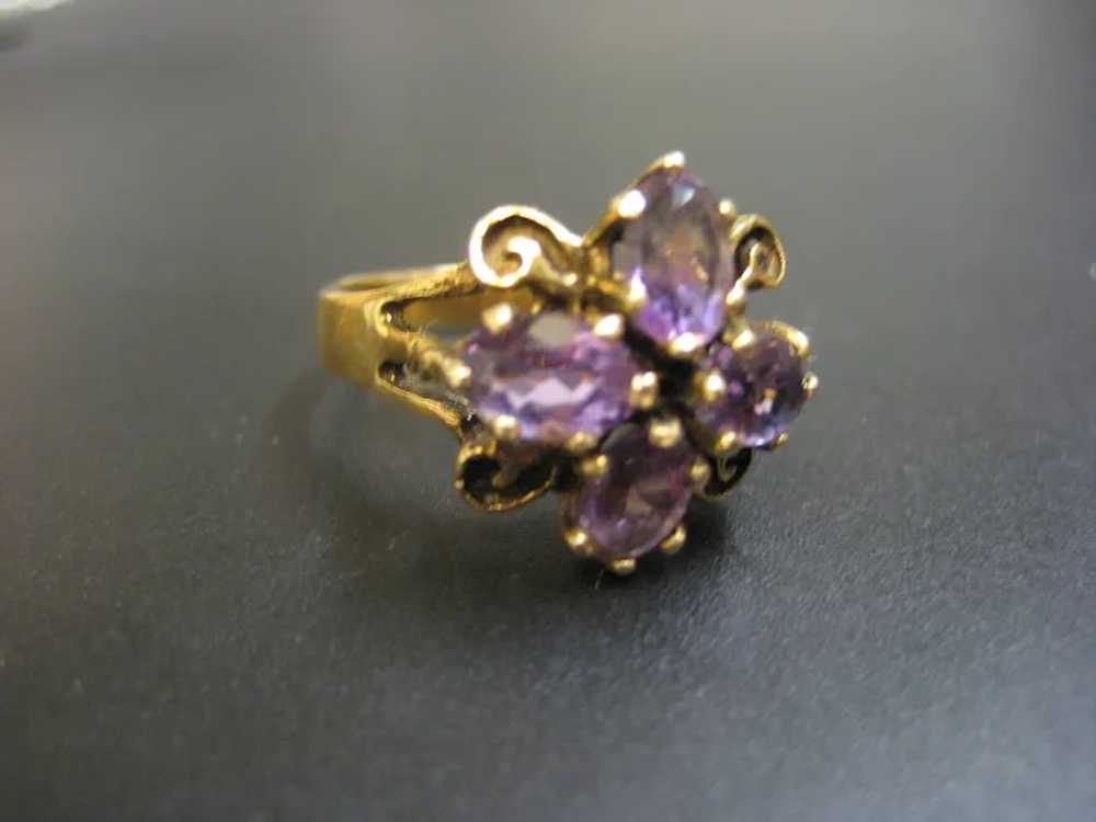 Vintage 14K Yellow Gold Amethyst cocktail Ring - image 2