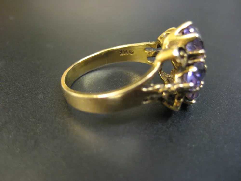 Vintage 14K Yellow Gold Amethyst cocktail Ring - image 3