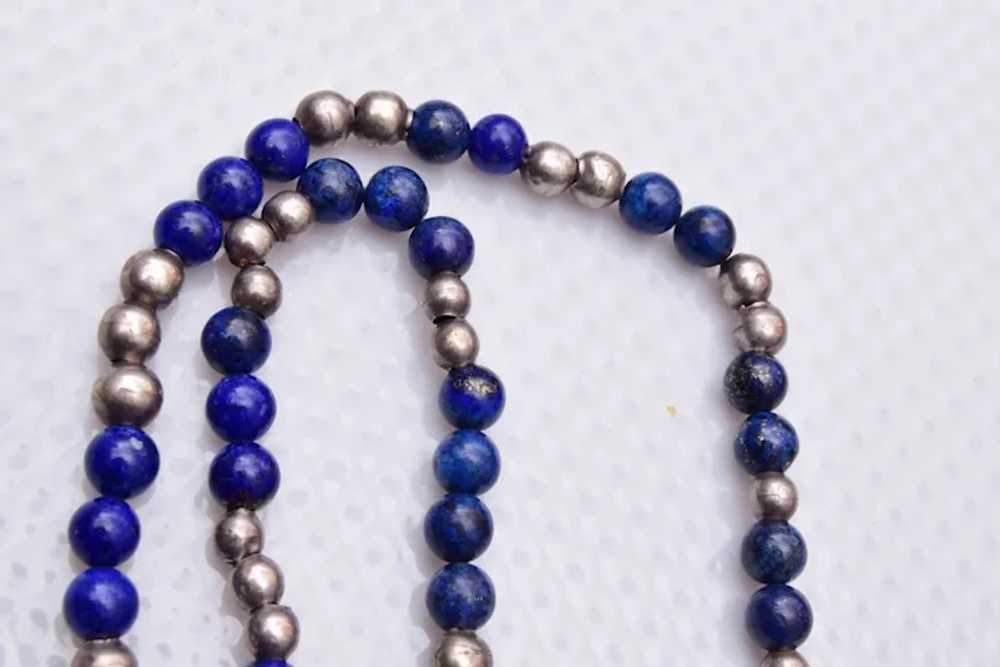 Lapis and Silver Bench Bead Necklace - image 4