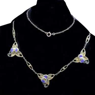 Antique Art Deco Necklace Collier Draperie 18k Go… - image 1