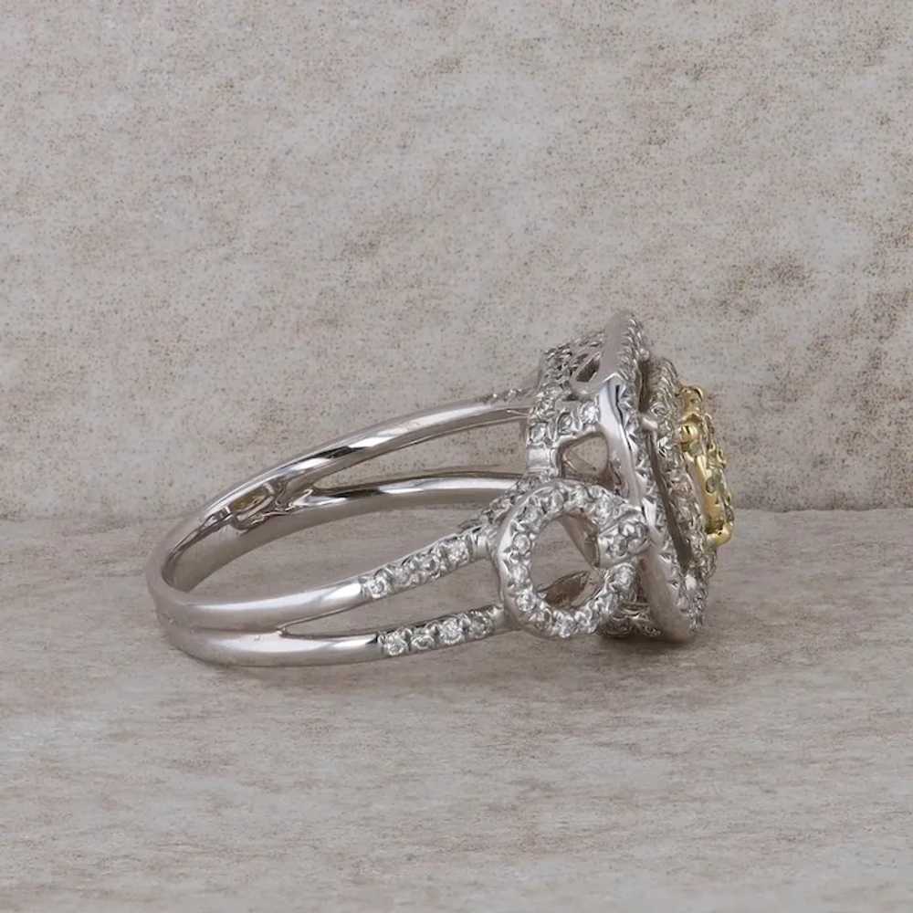 14k White and Yellow Diamonds Halo Fashion Ring - image 4