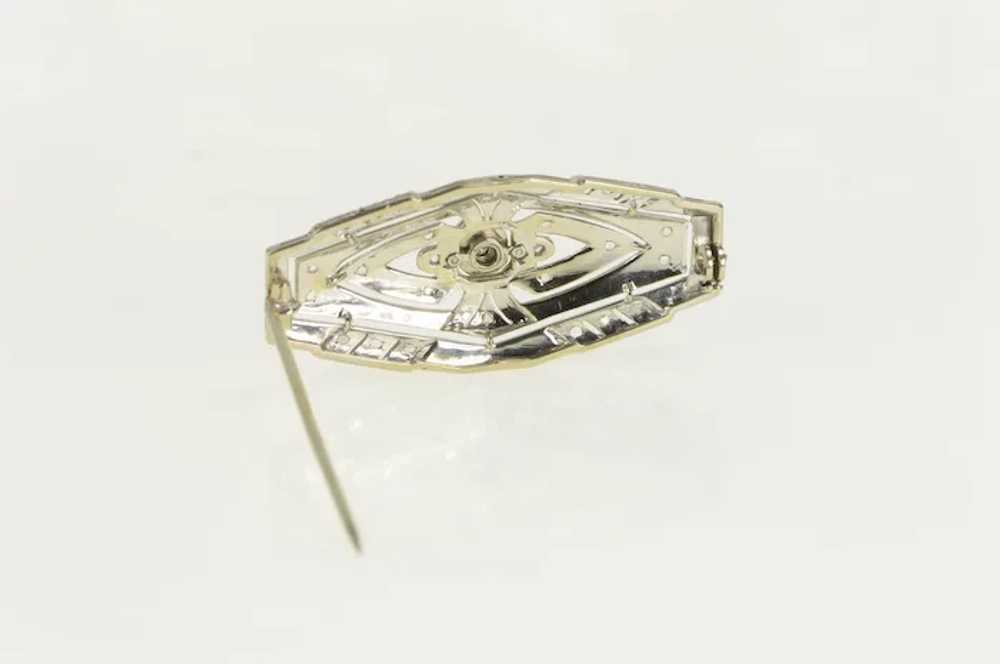 14K Elaborate Art Deco Diamond Filigree Pin/Brooc… - image 2