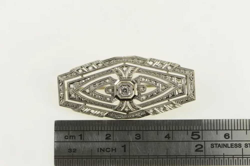 14K Elaborate Art Deco Diamond Filigree Pin/Brooc… - image 4