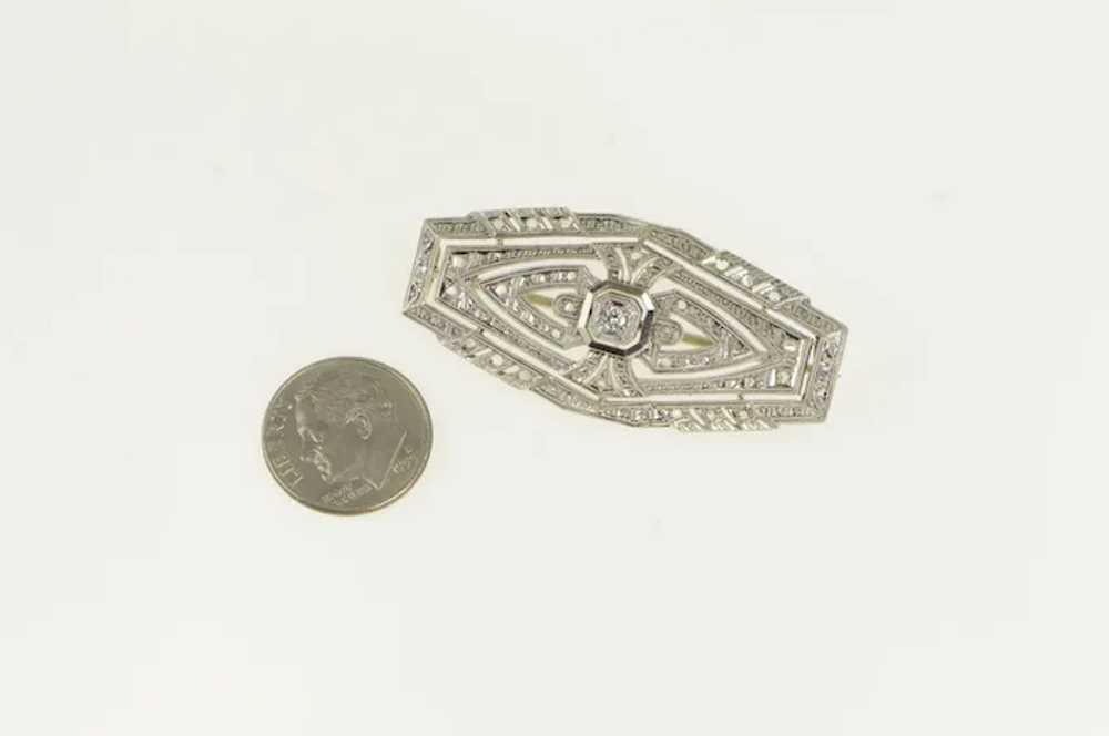 14K Elaborate Art Deco Diamond Filigree Pin/Brooc… - image 6