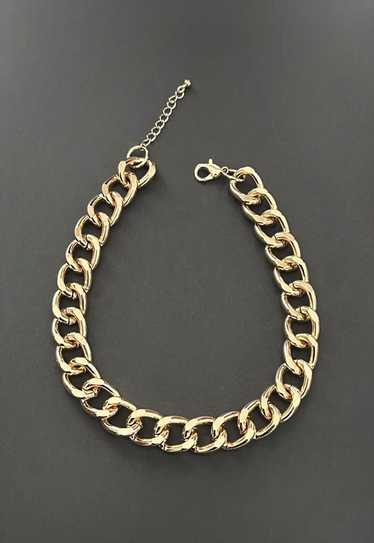 80's Vintage Gold Shiny Chunky Metal Woven Necklac