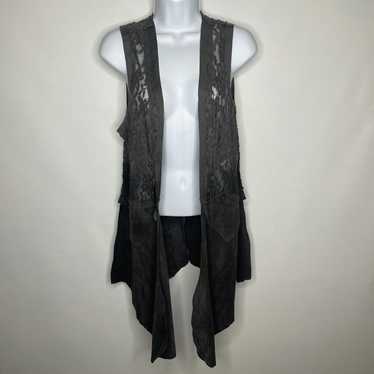 Other Vocal Gray Faux Suede Lace High Low Open Fro
