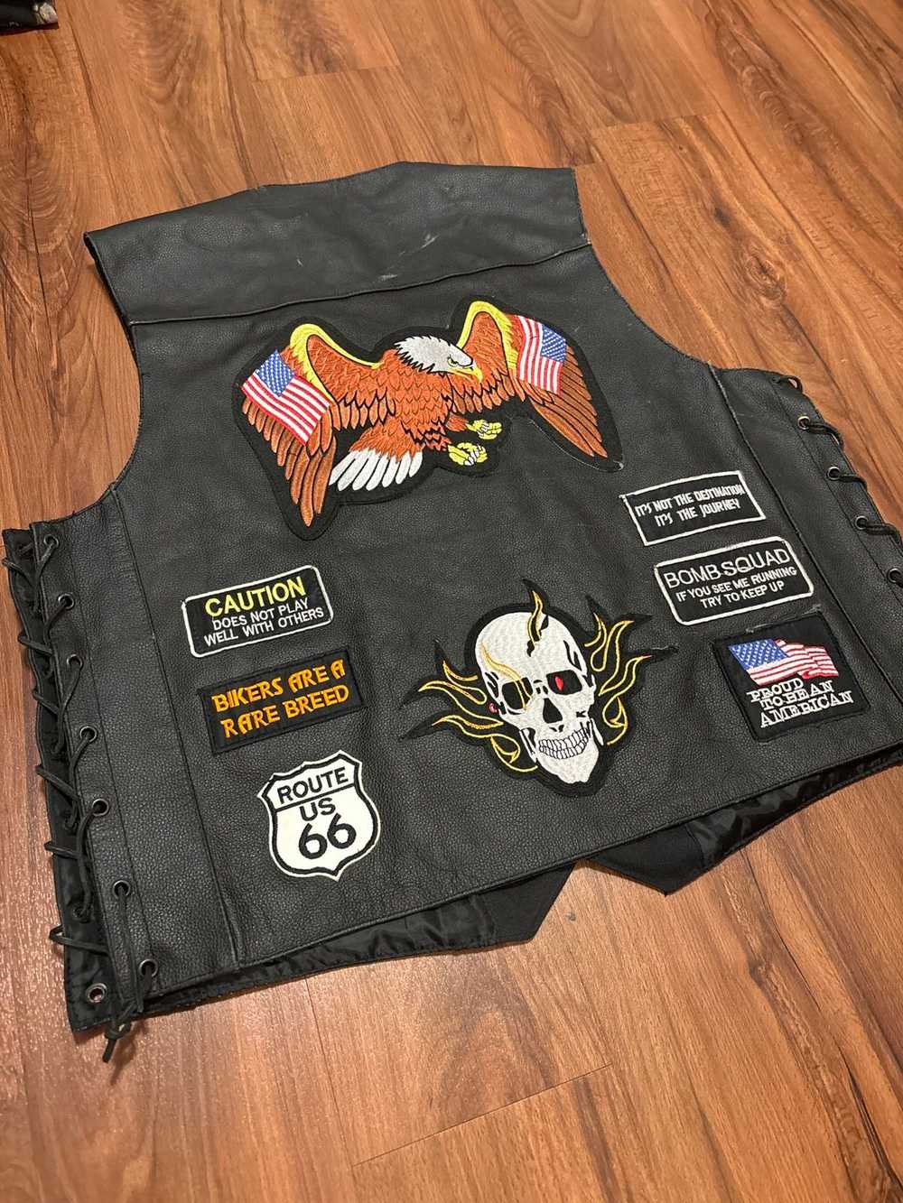 Vintage Patchwork Biker Vest - image 2