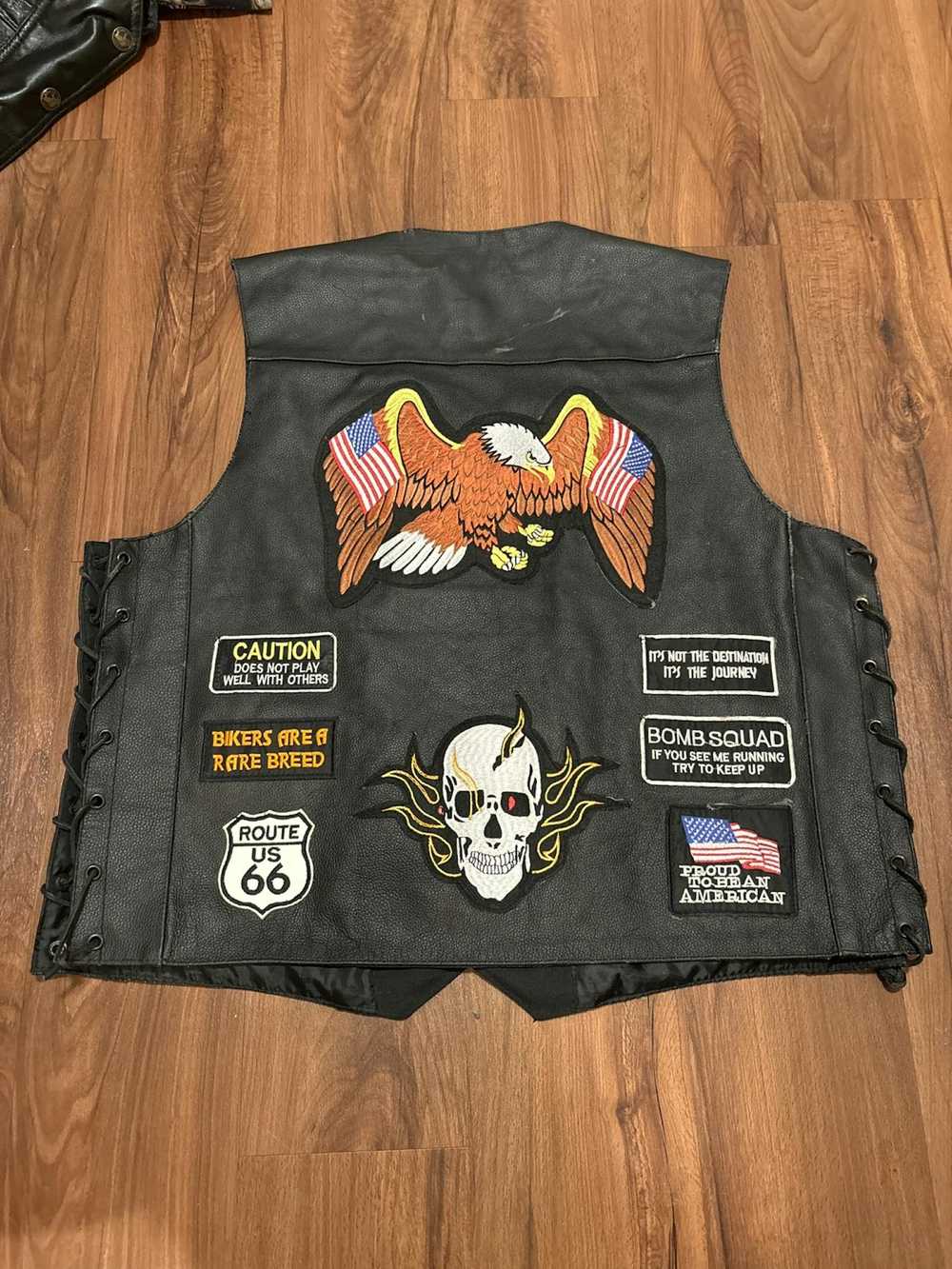 Vintage Patchwork Biker Vest - image 4