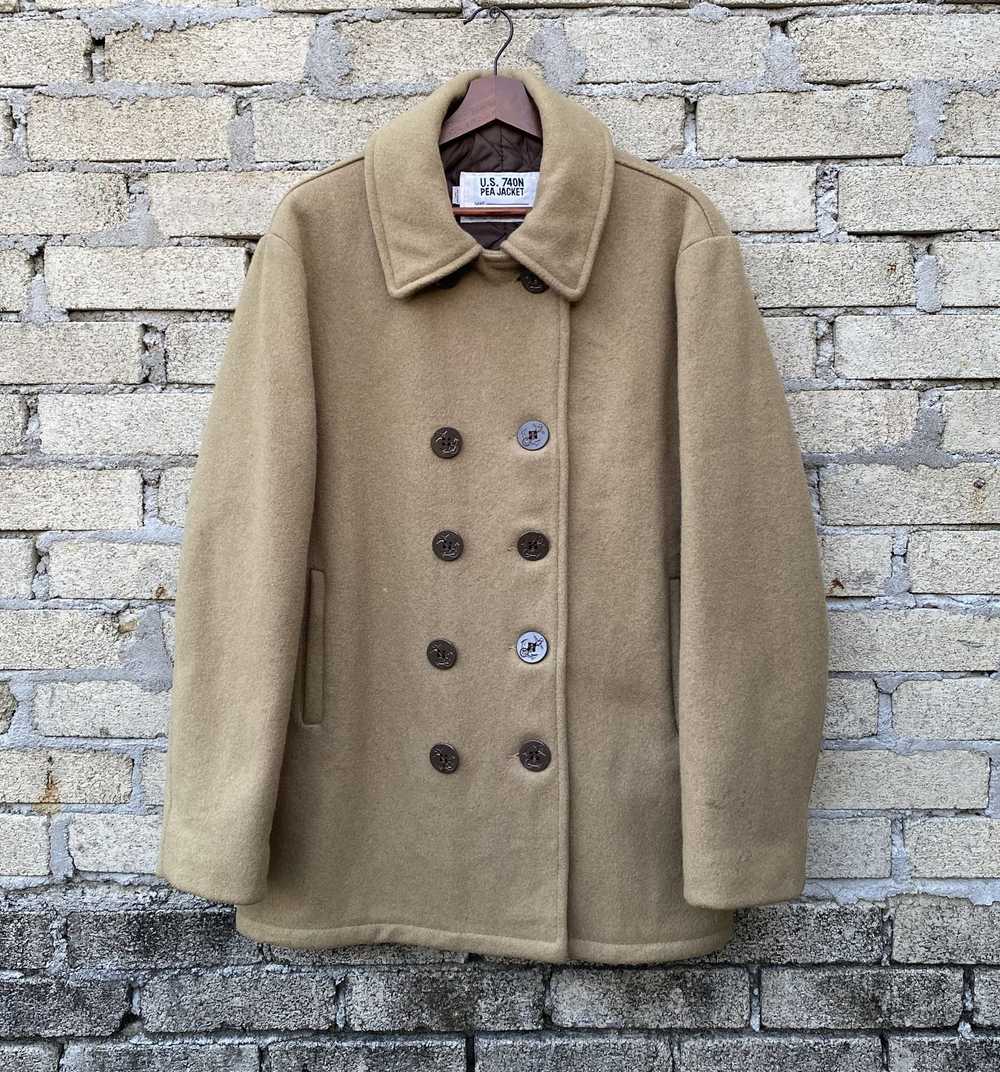 Schott Vintage Schott Pea Coat wool military brow… - image 1