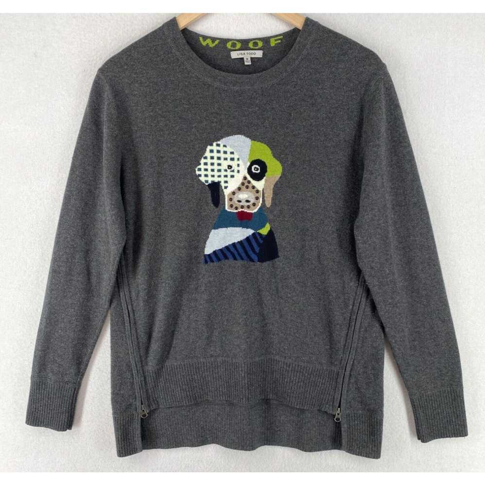Vintage LISA TODD Sweater M Fido Woof Jacquard Co… - image 1