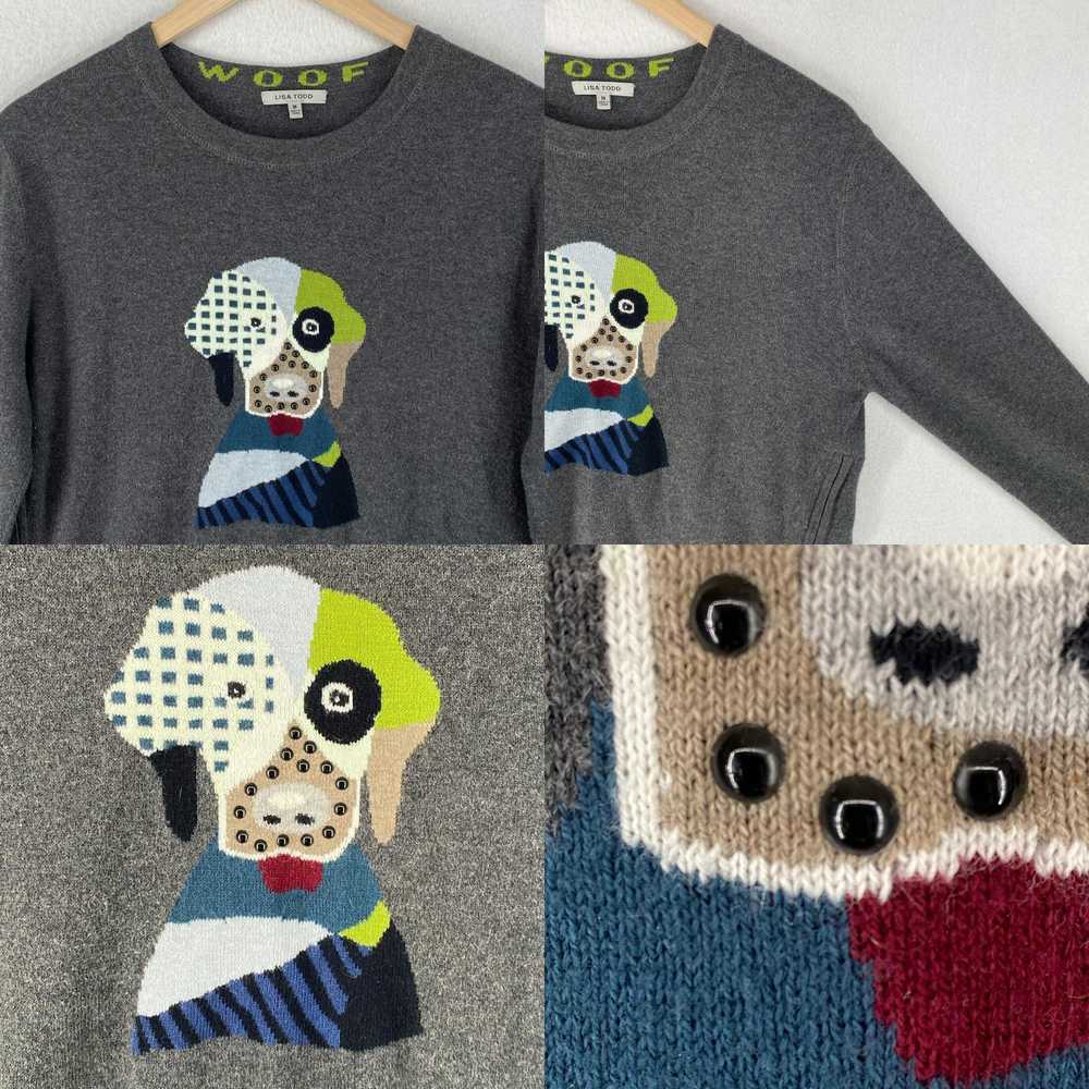 Vintage LISA TODD Sweater M Fido Woof Jacquard Co… - image 4